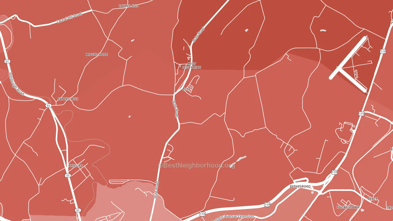 West Leisenring, PA block-group political-lean map