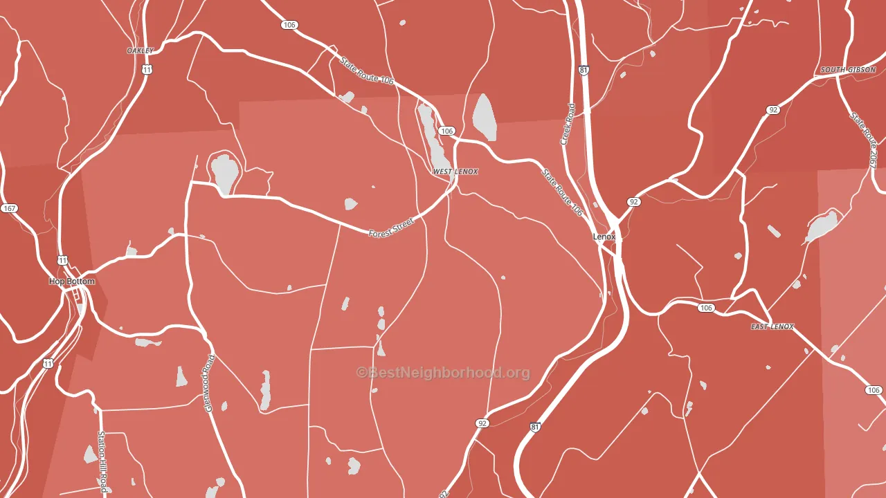 West Lenox, PA block-group political-lean map