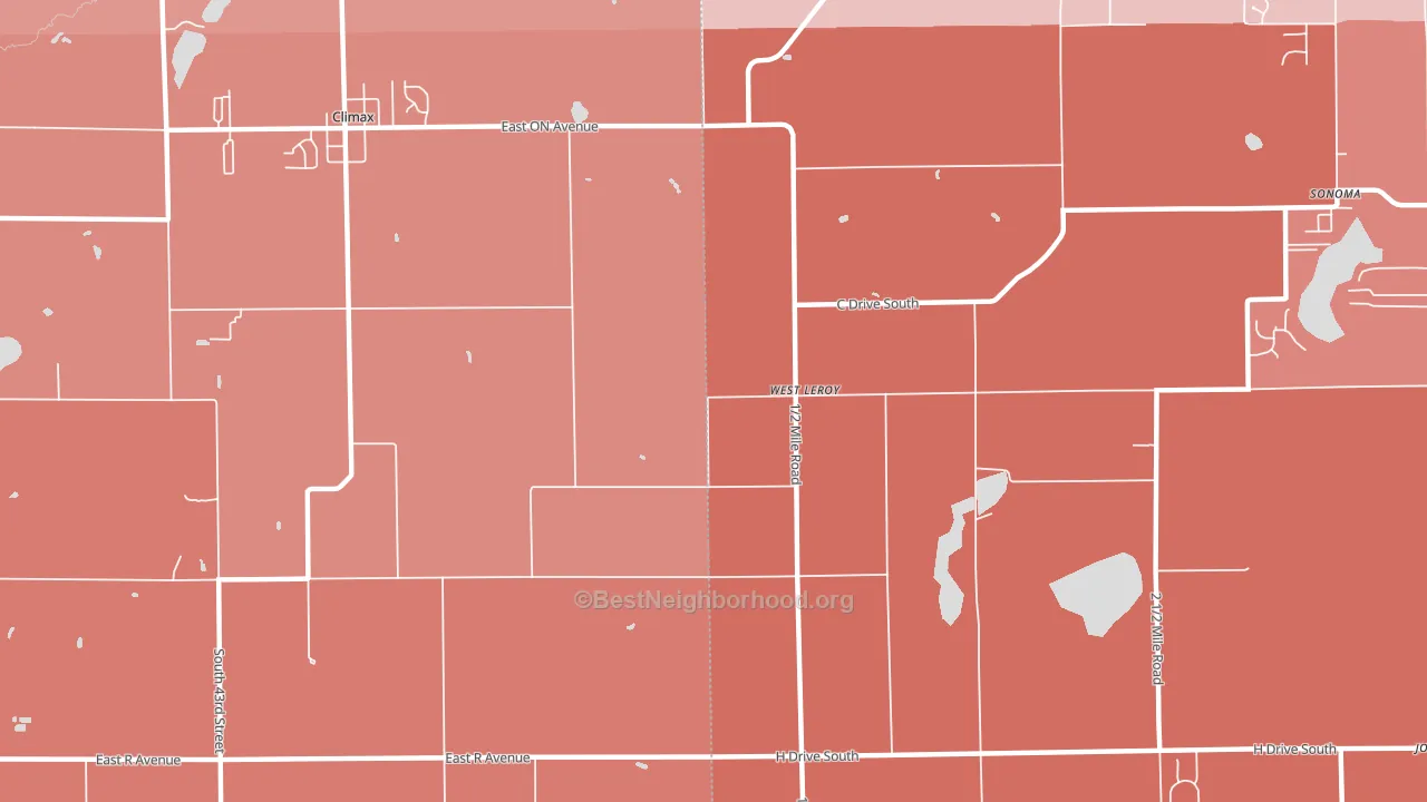West Leroy, MI block-group political-lean map