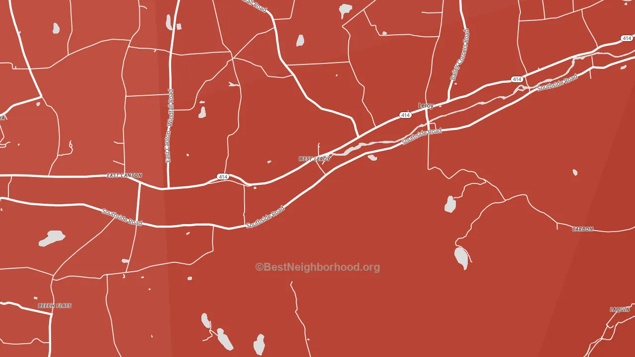West Leroy, PA block-group political-lean map