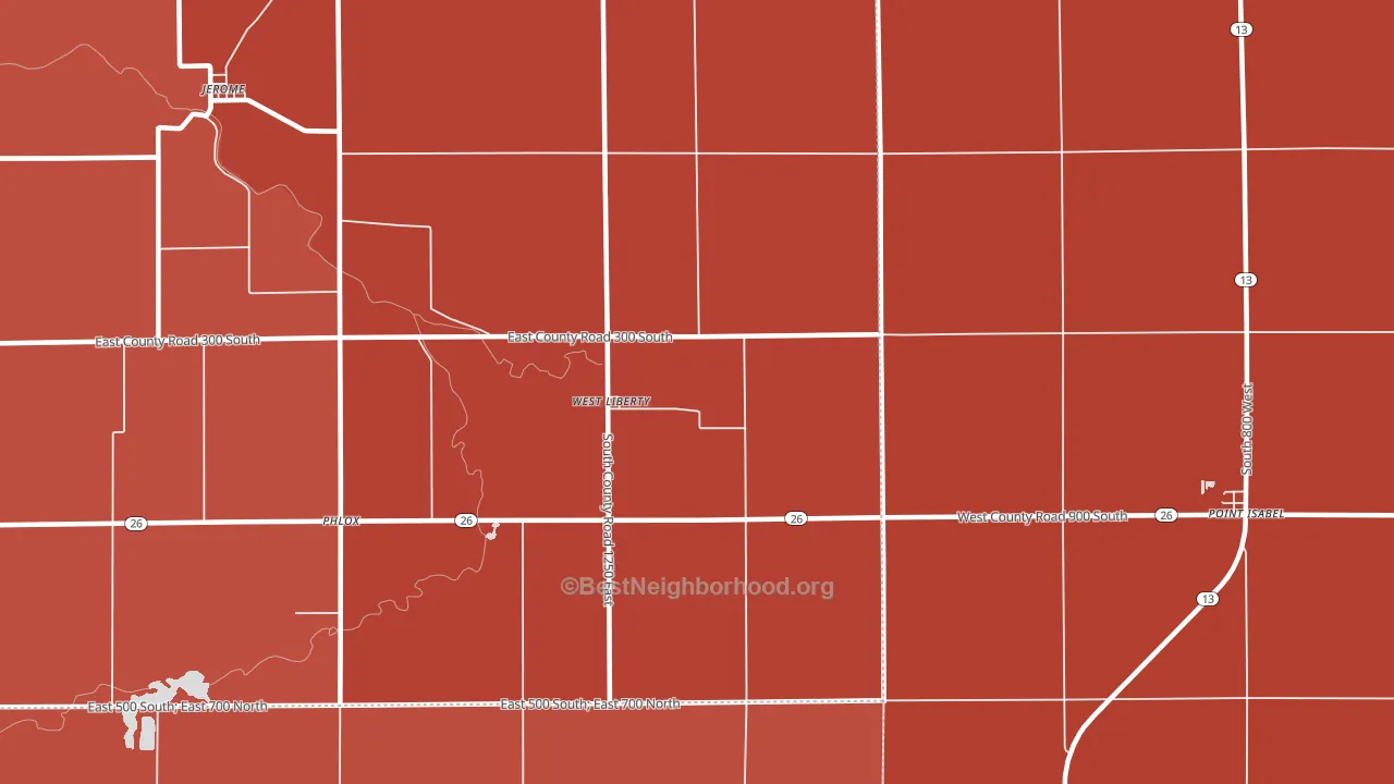 West Liberty, IN block-group political-lean map