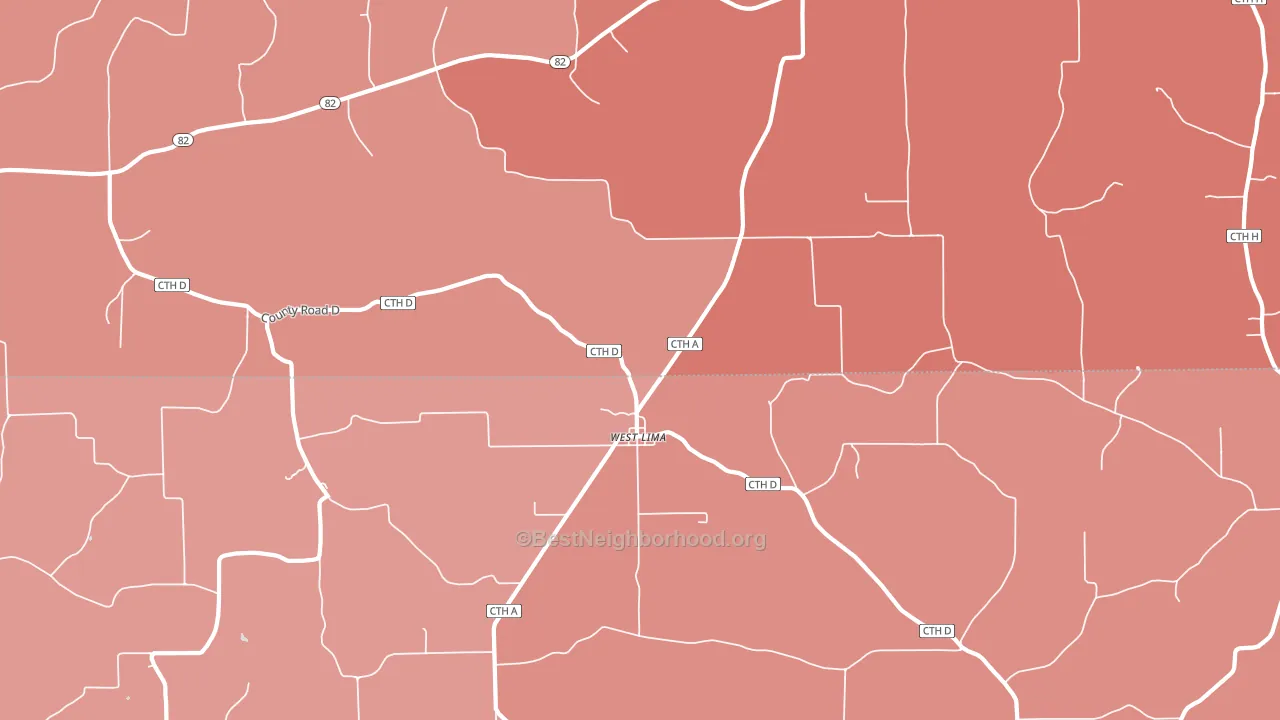 West Lima, WI block-group political-lean map
