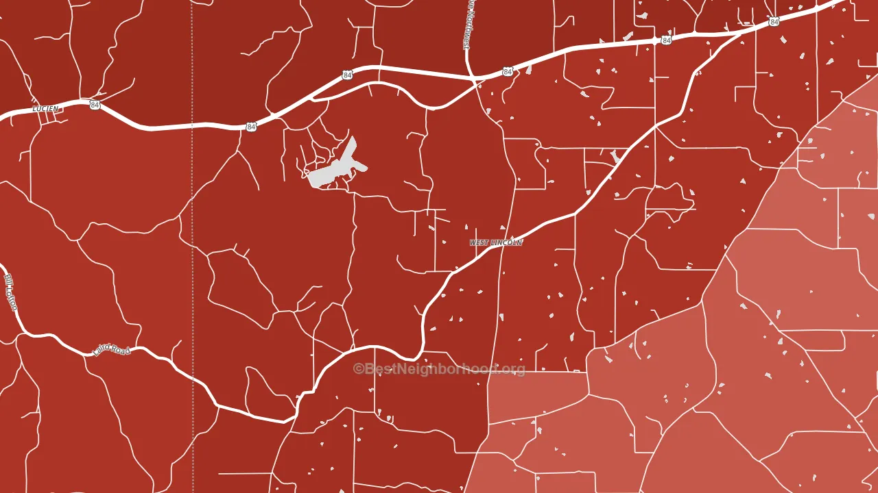 West Lincoln, MS block-group political-lean map