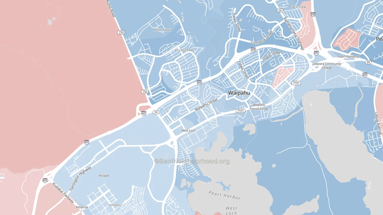 West Loch, Waipahu, HI block-group political-lean map
