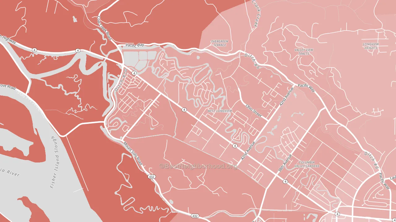 West Longview, Longview, WA block-group political-lean map