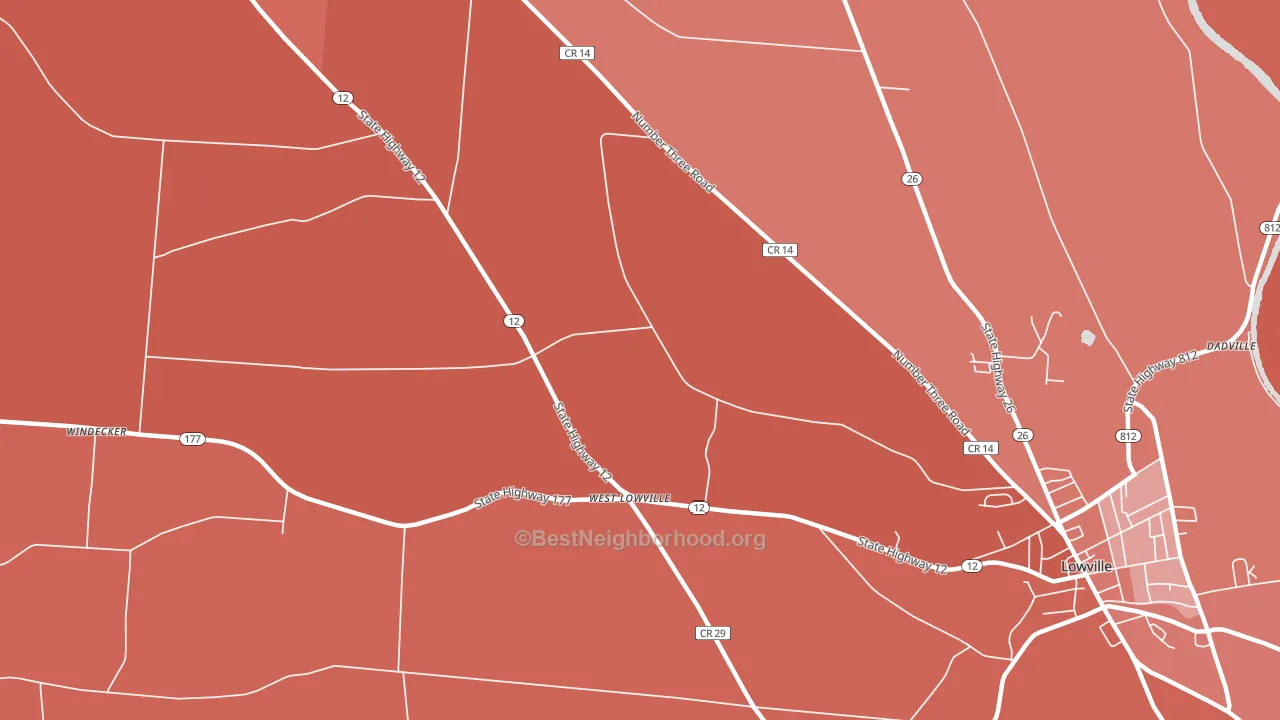 West Lowville, NY block-group political-lean map