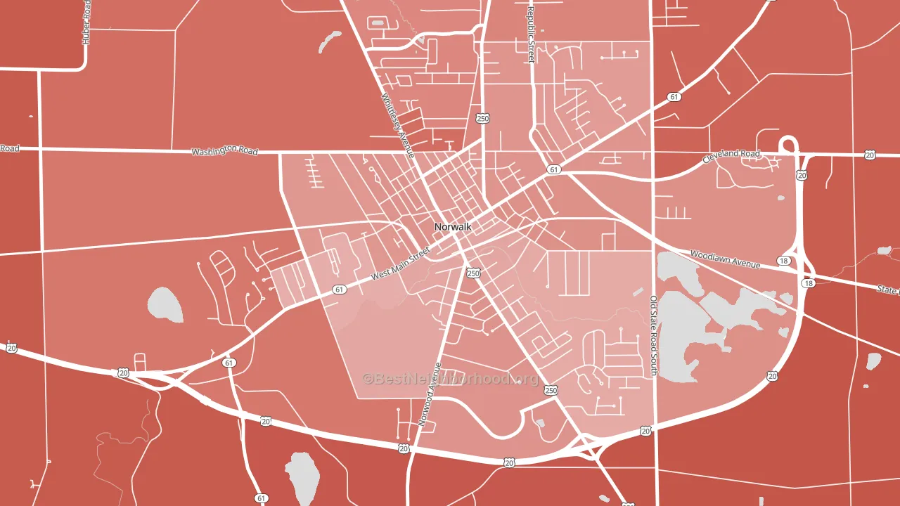West Main Street Historic District, Norwalk, OH block-group political-lean map