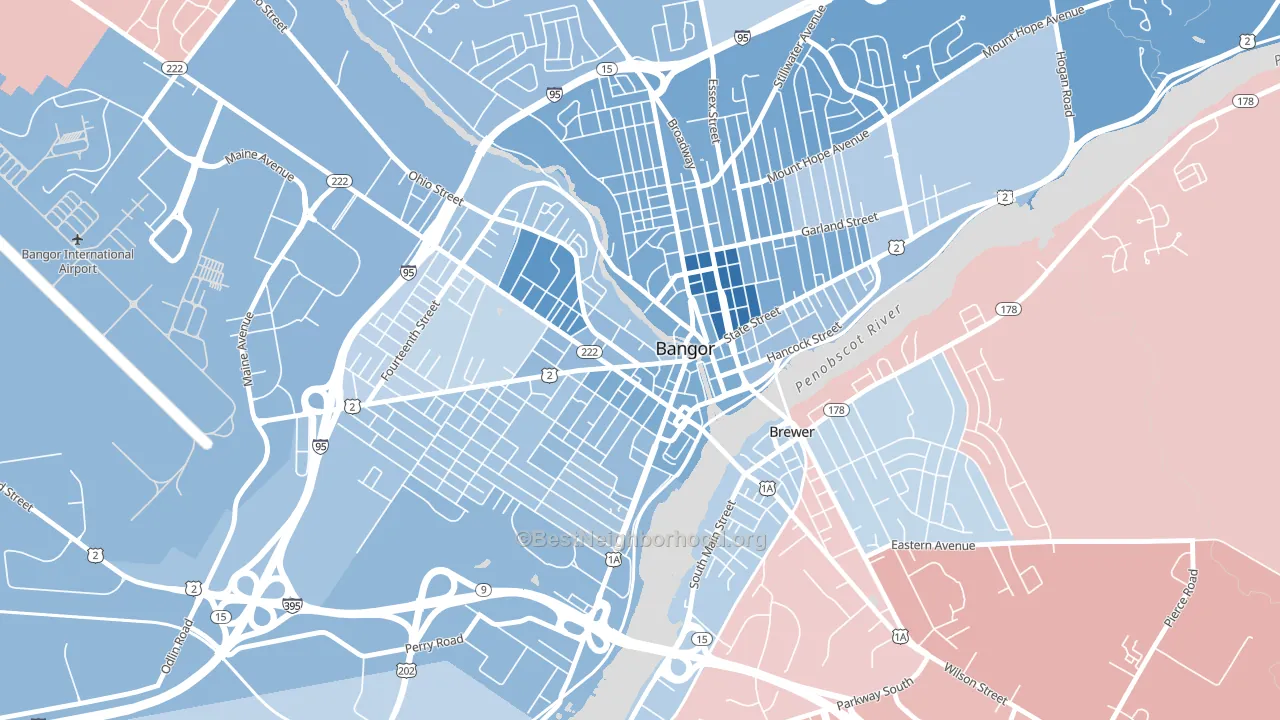 West Market Square Historic District, Bangor, ME block-group political-lean map
