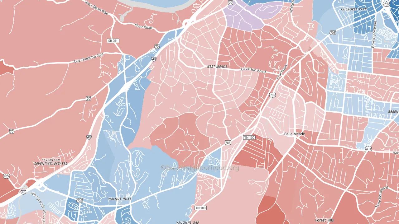 West Meade, Nashville, TN block-group political-lean map
