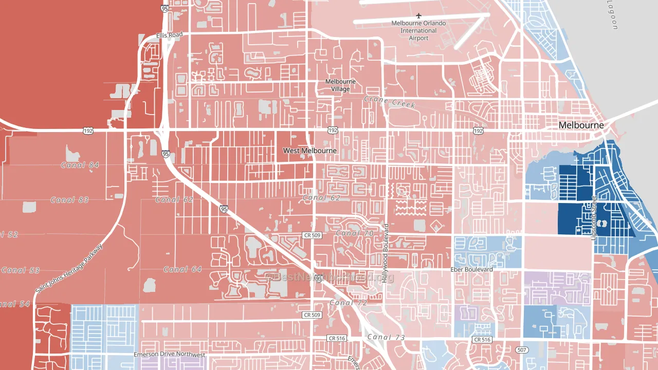 West Melbourne, FL block-group political-lean map