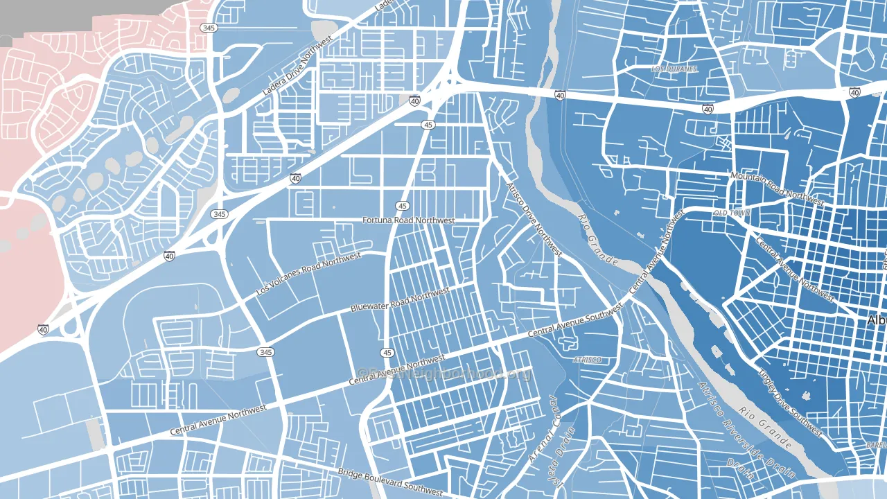 West Mesa, Albuquerque, NM block-group political-lean map