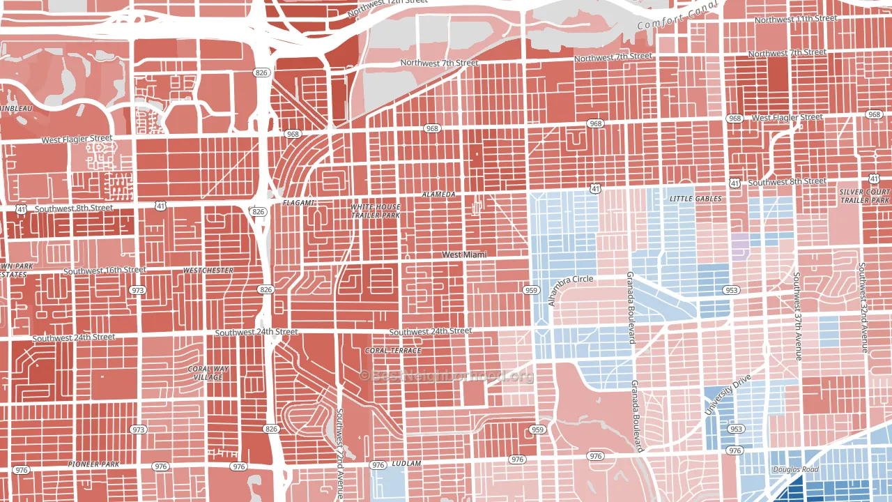 West Miami, FL block-group political-lean map