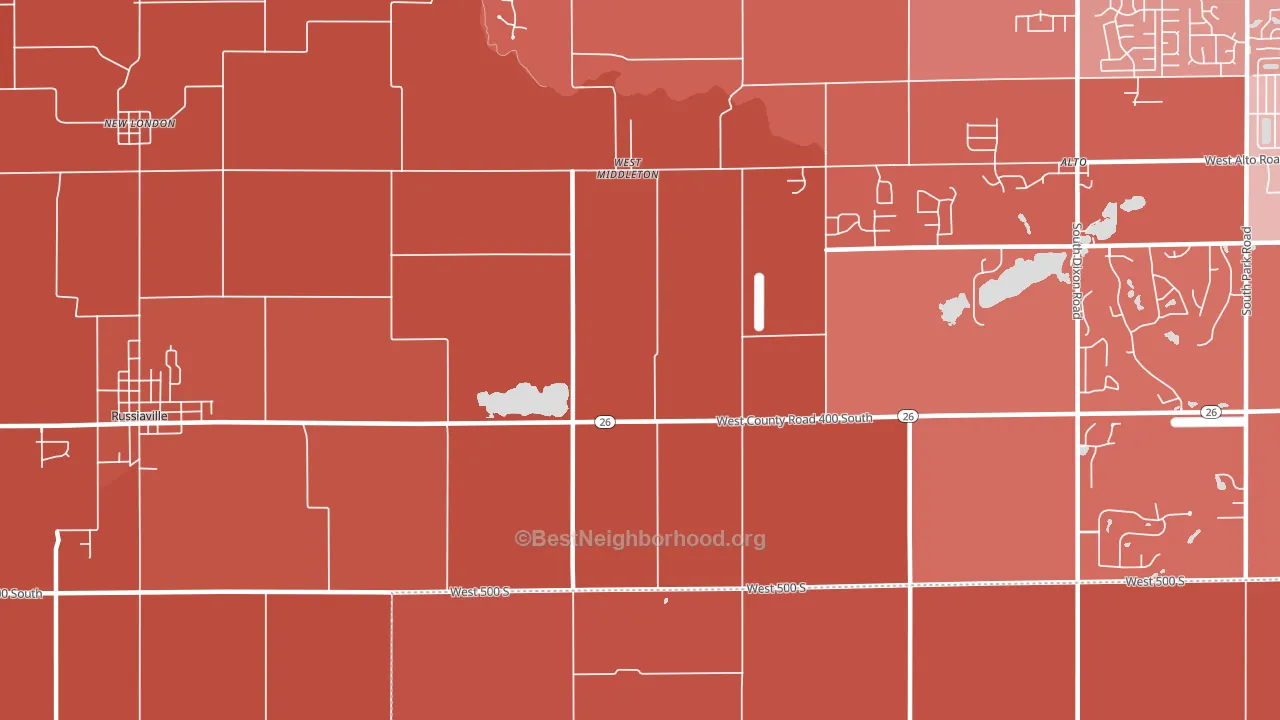 West Middleton, IN block-group political-lean map