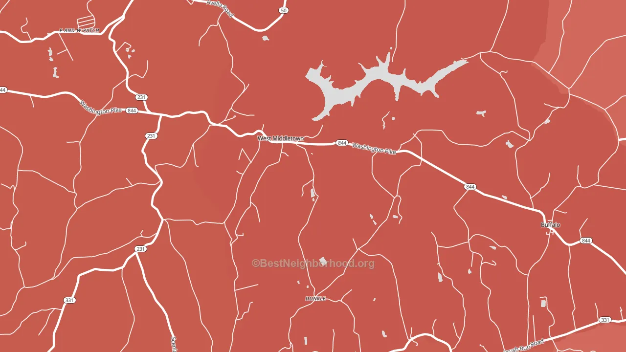 West Middletown, PA block-group political-lean map