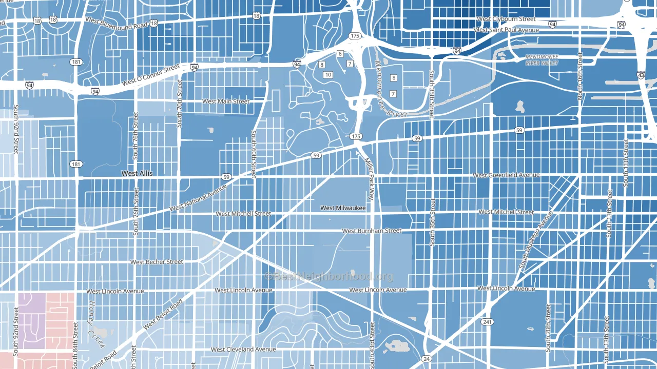 West Milwaukee, WI block-group political-lean map