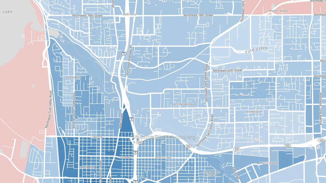 West Minnehaha, Vancouver, WA block-group political-lean map