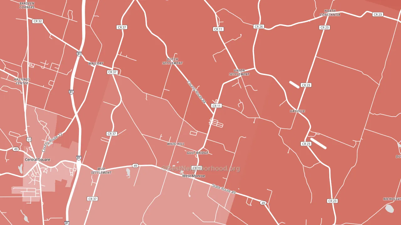 West Monroe, NY block-group political-lean map