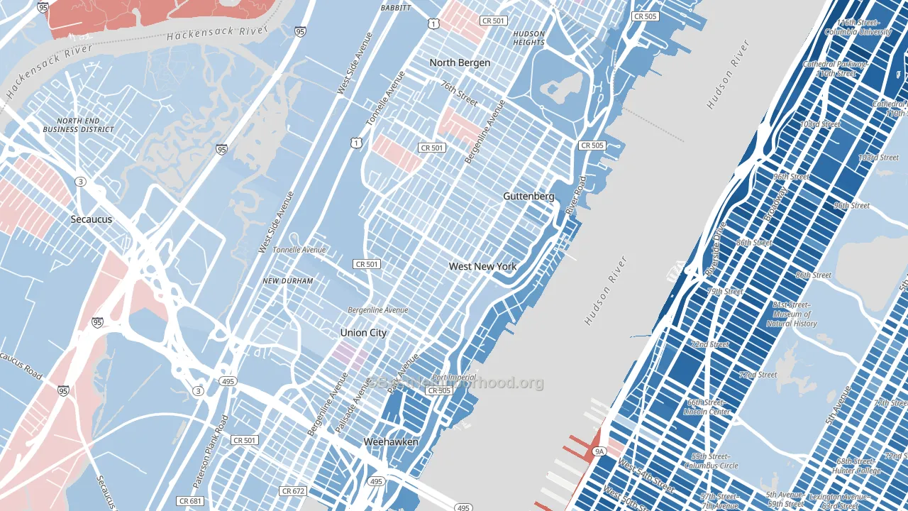 West New York, NJ block-group political-lean map