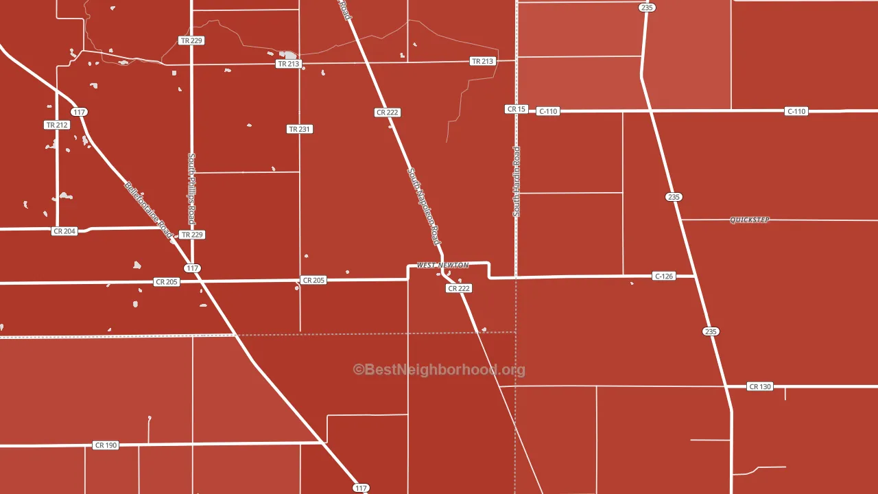West Newton, OH block-group political-lean map