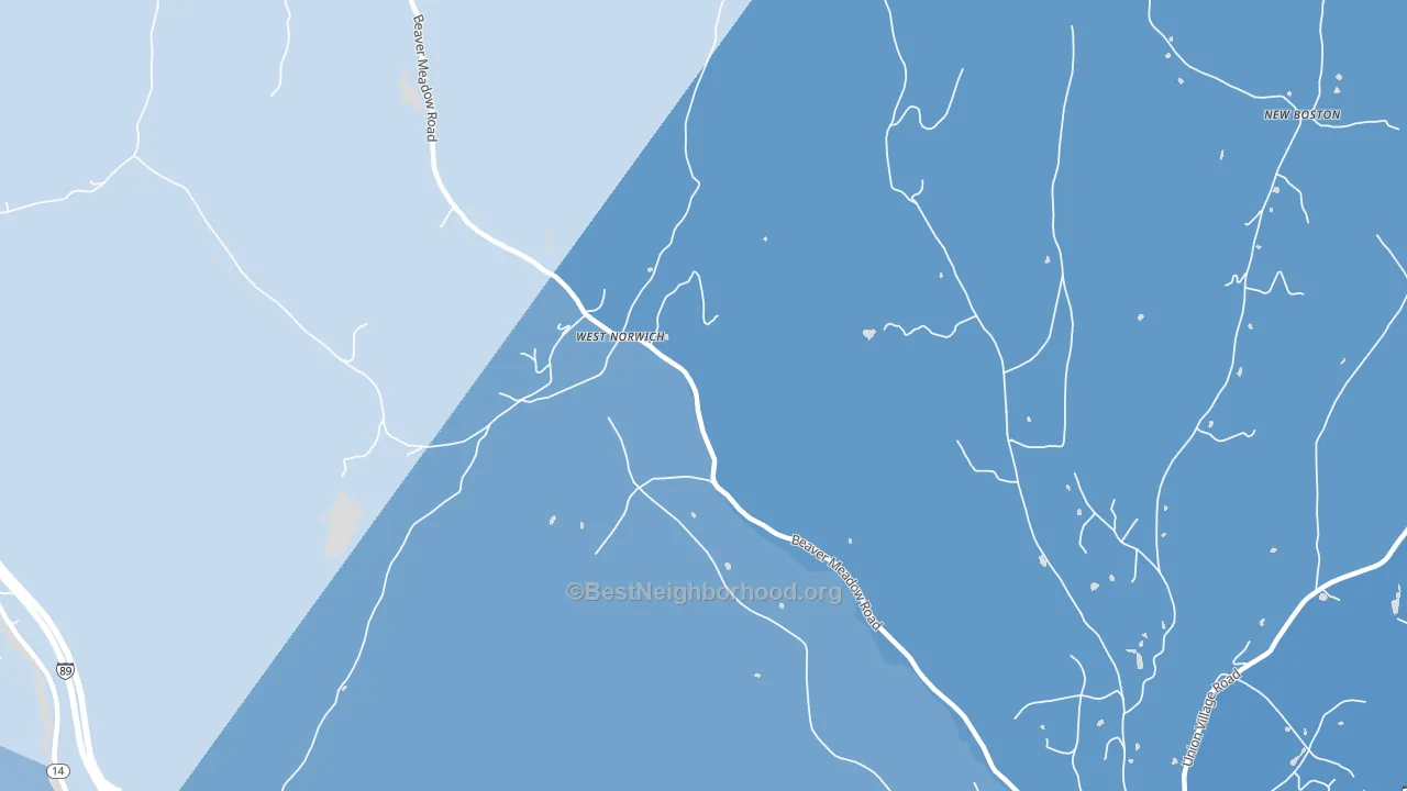 West Norwich, VT block-group political-lean map