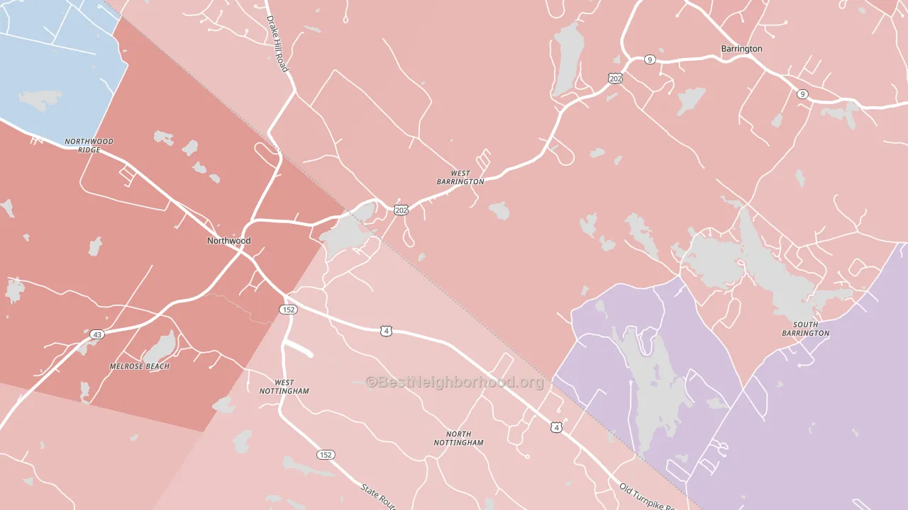 West Nottingham, NH block-group political-lean map