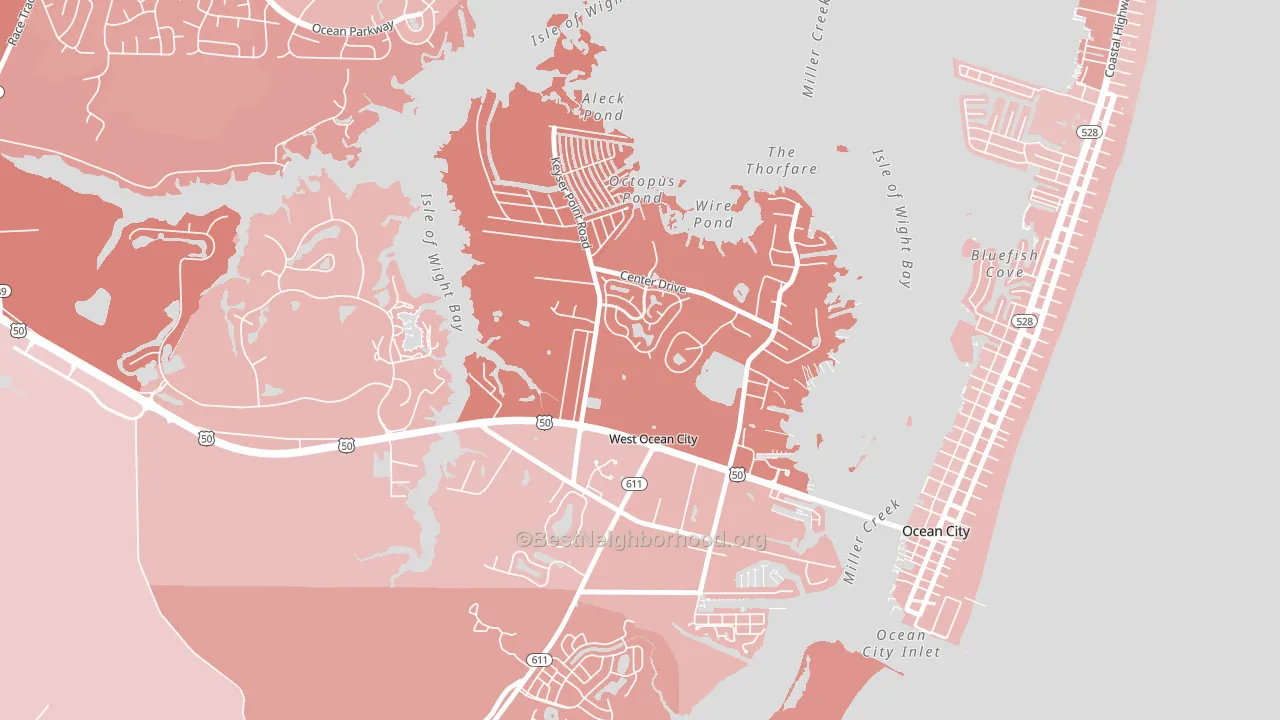 West Ocean City, MD block-group political-lean map