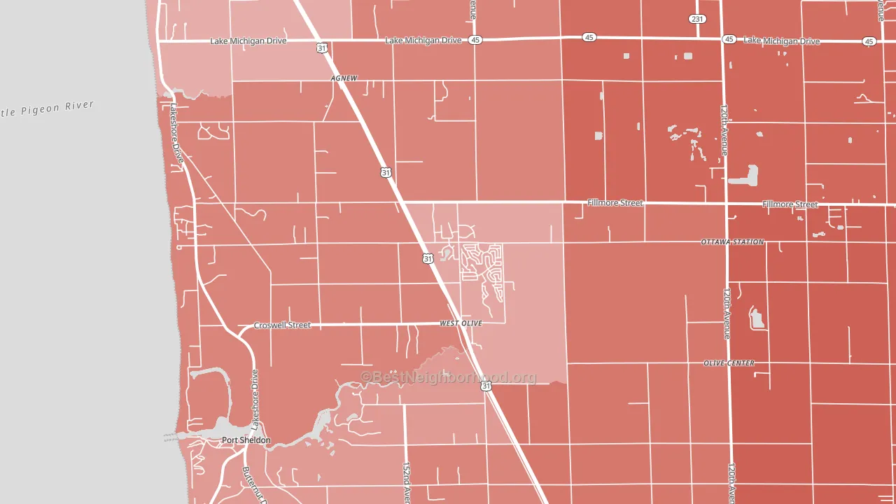 West Olive, MI block-group political-lean map