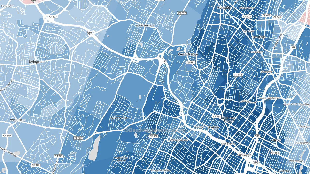 West Orange, NJ block-group political-lean map