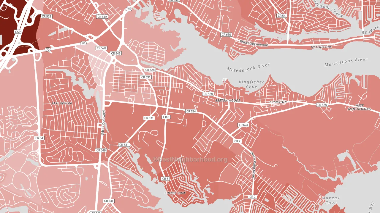 West Osbornsville, Brick, NJ block-group political-lean map