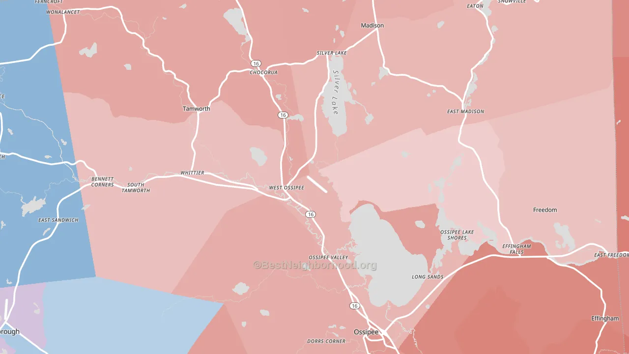 West Ossipee, NH block-group political-lean map