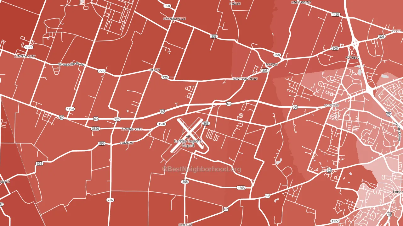West Paducah, KY block-group political-lean map