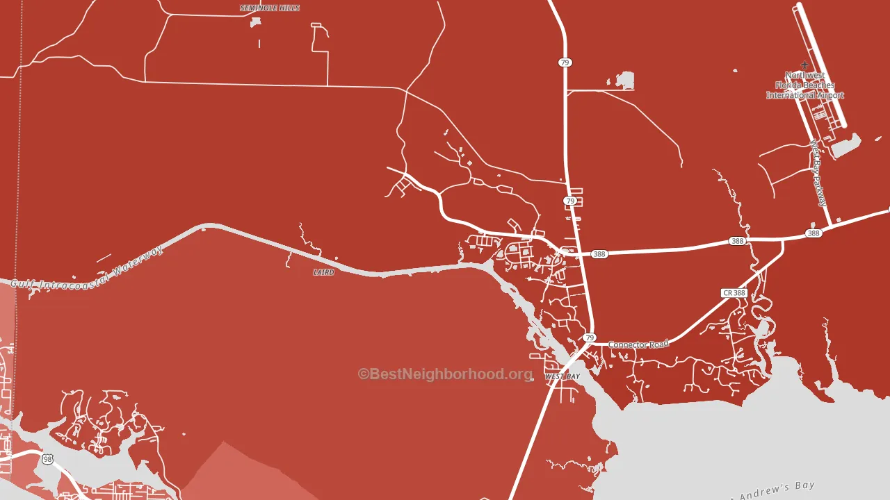 West Panama City Beach, FL block-group political-lean map