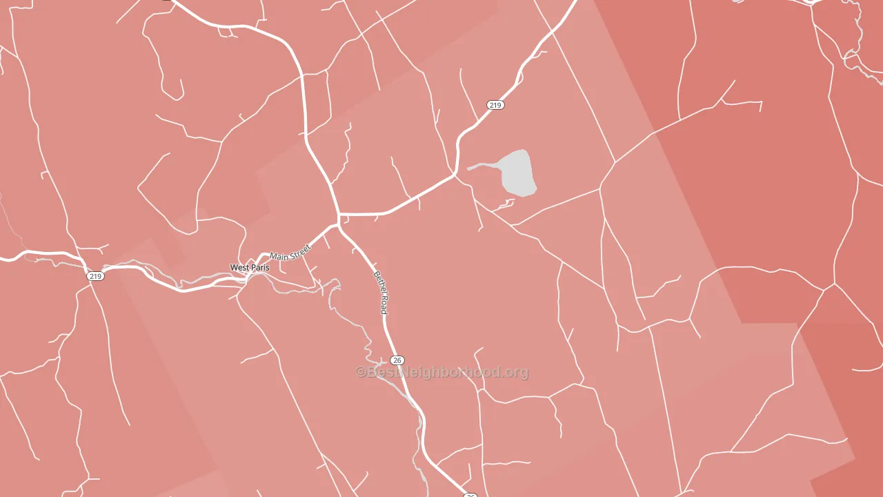 West Paris, ME block-group political-lean map