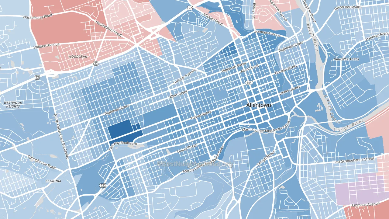 West Park, Allentown, PA block-group political-lean map