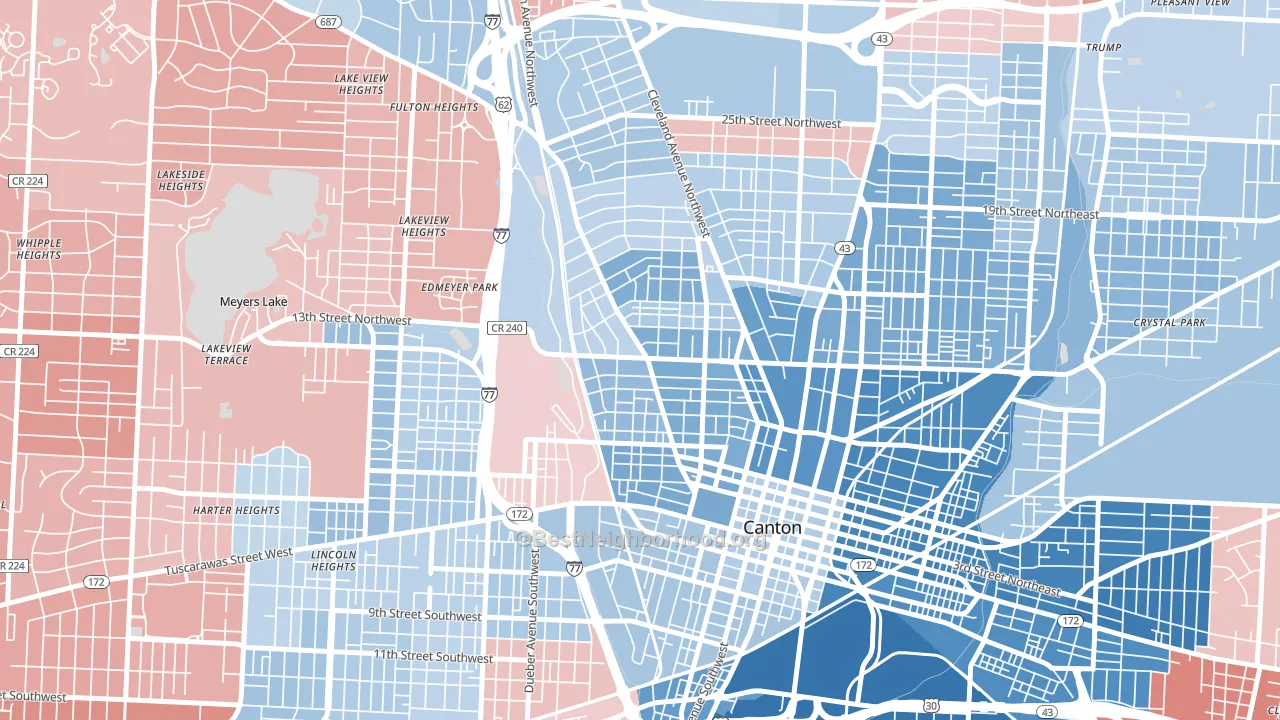 West Park, Canton, OH block-group political-lean map