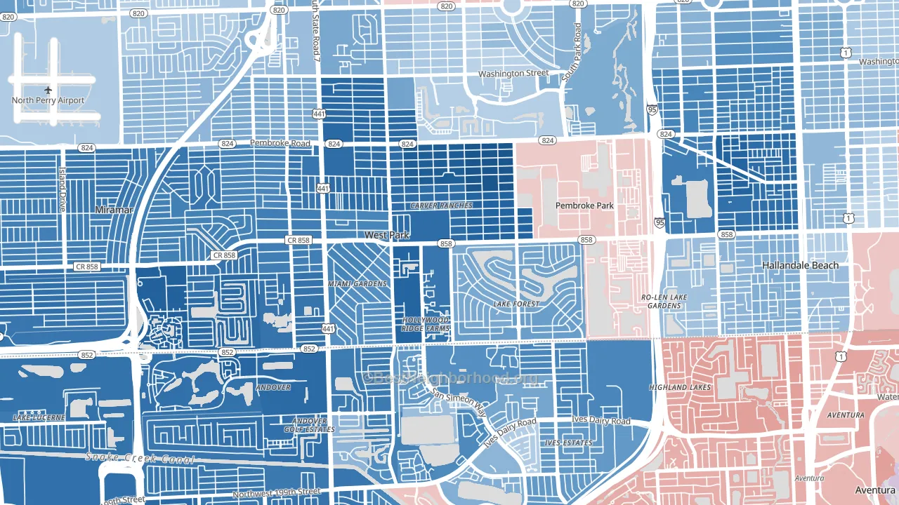 West Park, FL block-group political-lean map