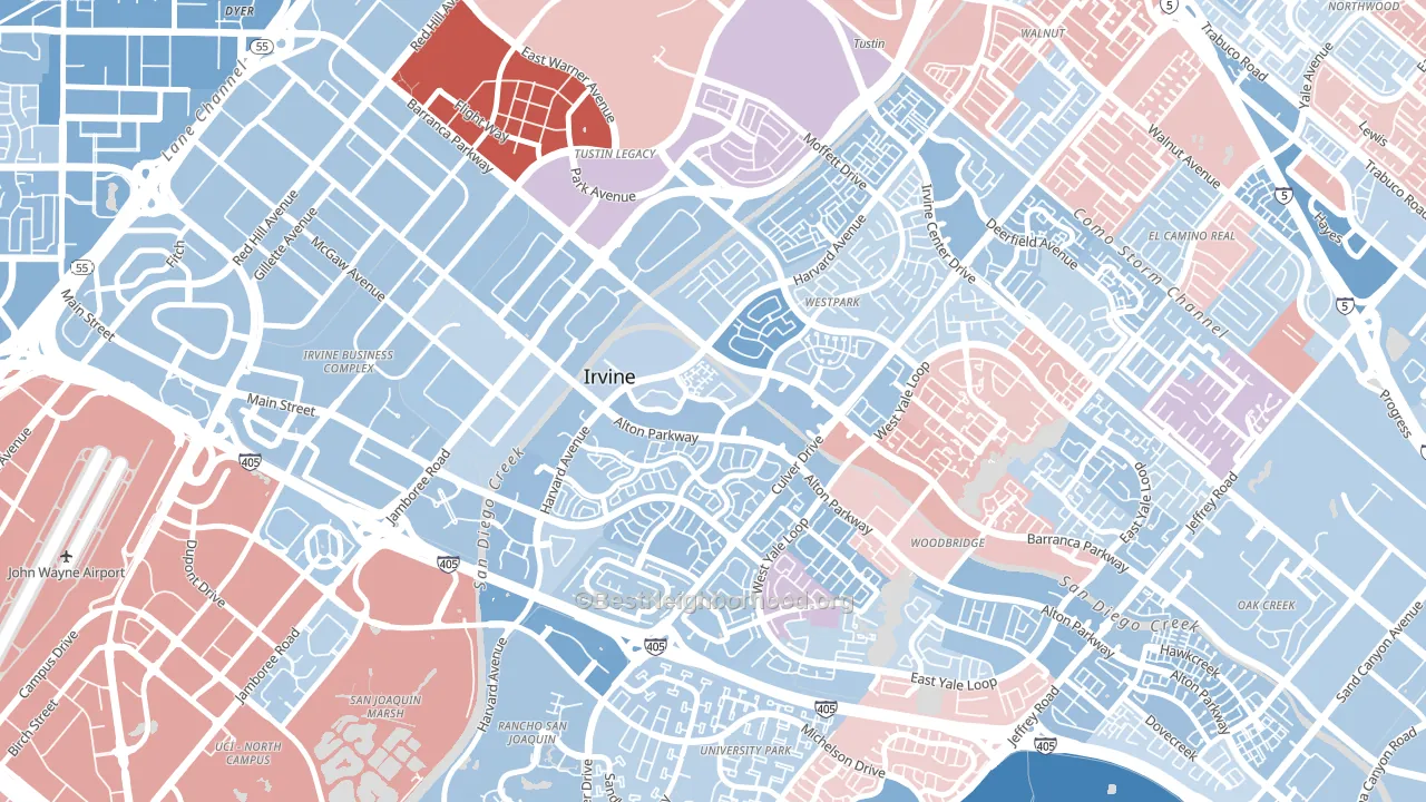 West Park, Irvine, CA block-group political-lean map