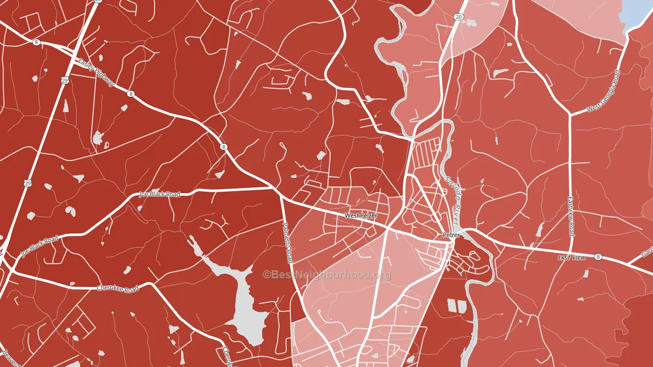 West Pelzer, SC block-group political-lean map