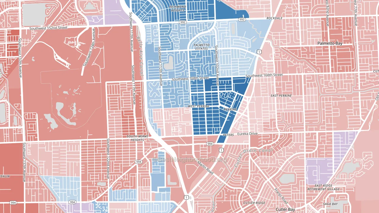 West Perrine, FL block-group political-lean map