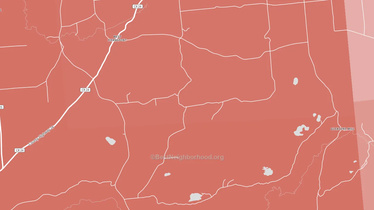 West Pierrepont, NY block-group political-lean map