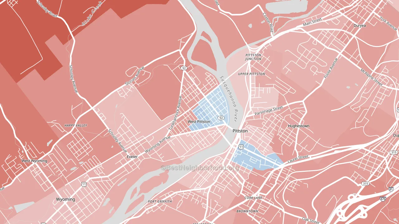 West Pittston, PA block-group political-lean map