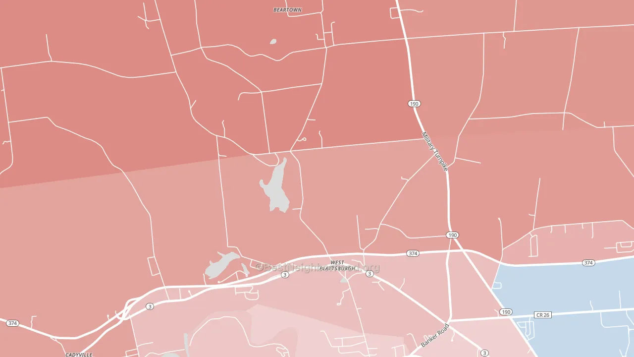 West Plattsburg, NY block-group political-lean map