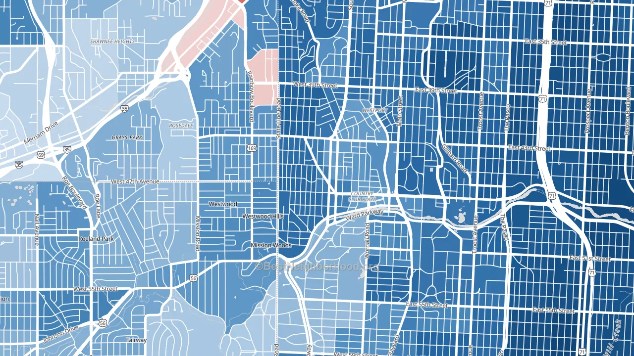 West Plaza, Kansas City, MO block-group political-lean map
