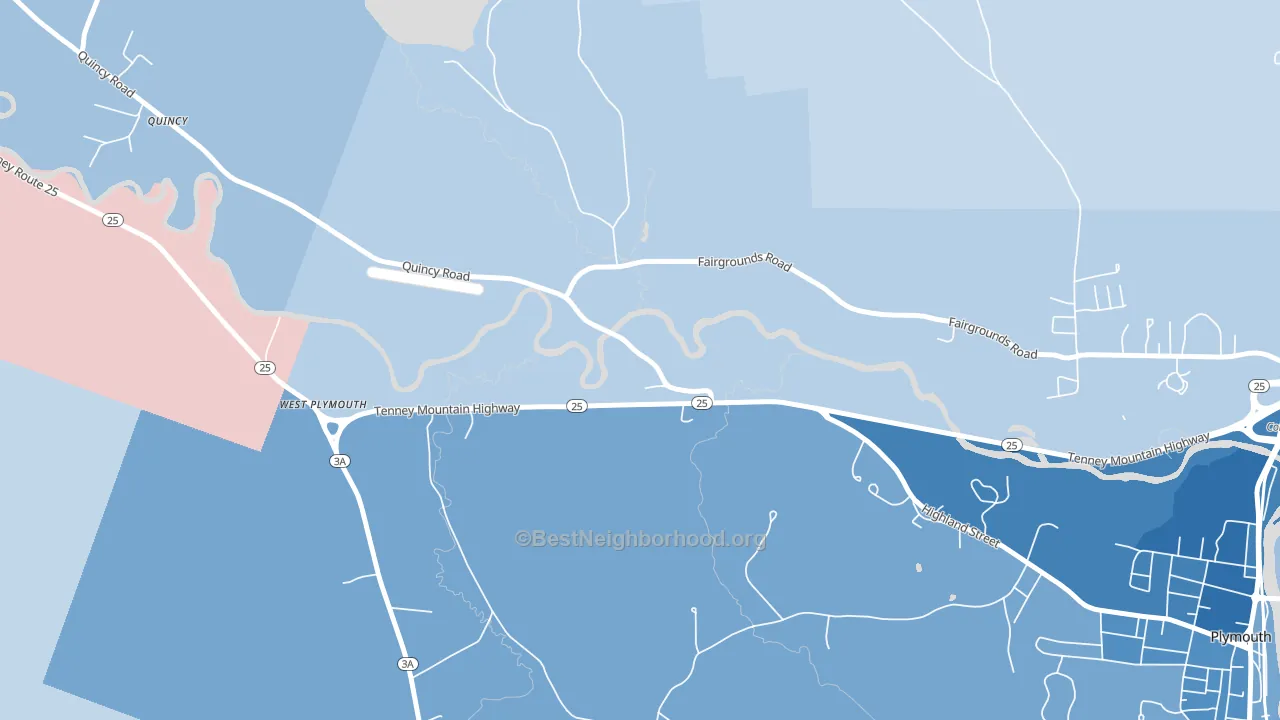 West Plymouth, NH block-group political-lean map