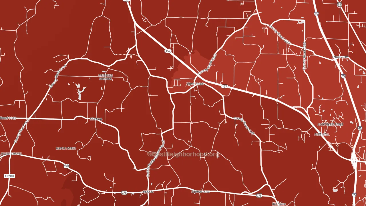 West Point, AL block-group political-lean map