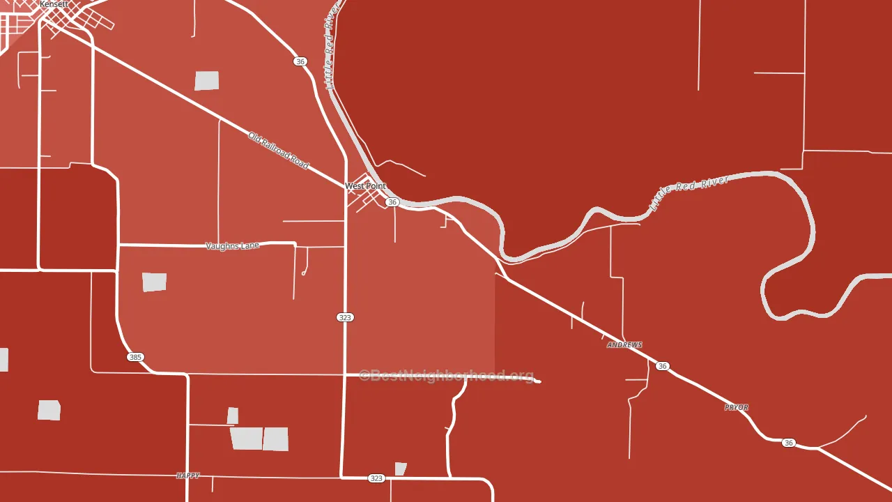 West Point, AR block-group political-lean map