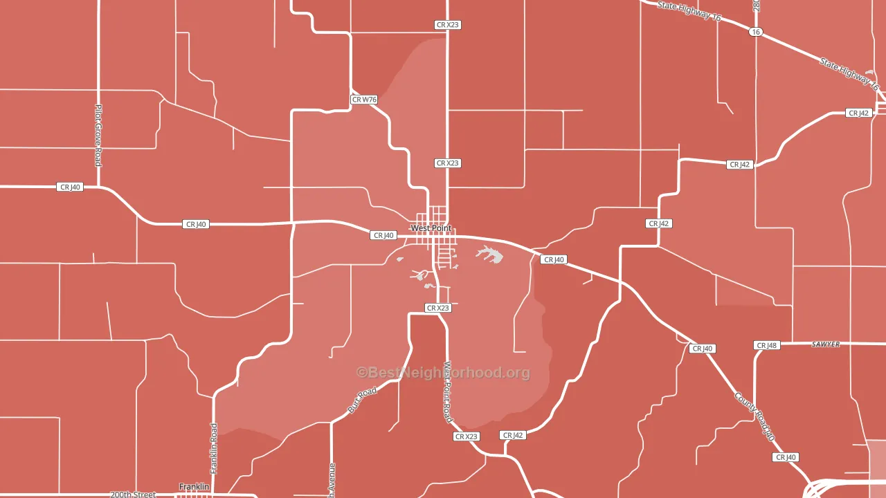 West Point, IA block-group political-lean map