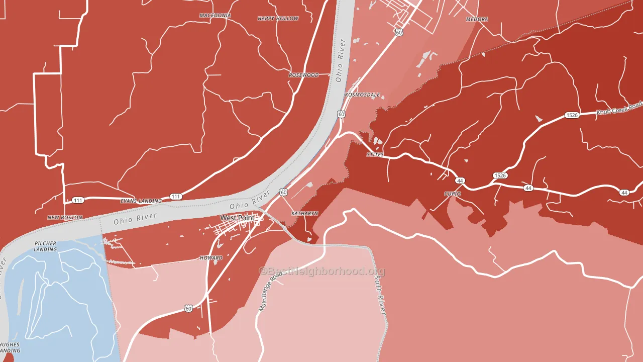 West Point, KY block-group political-lean map