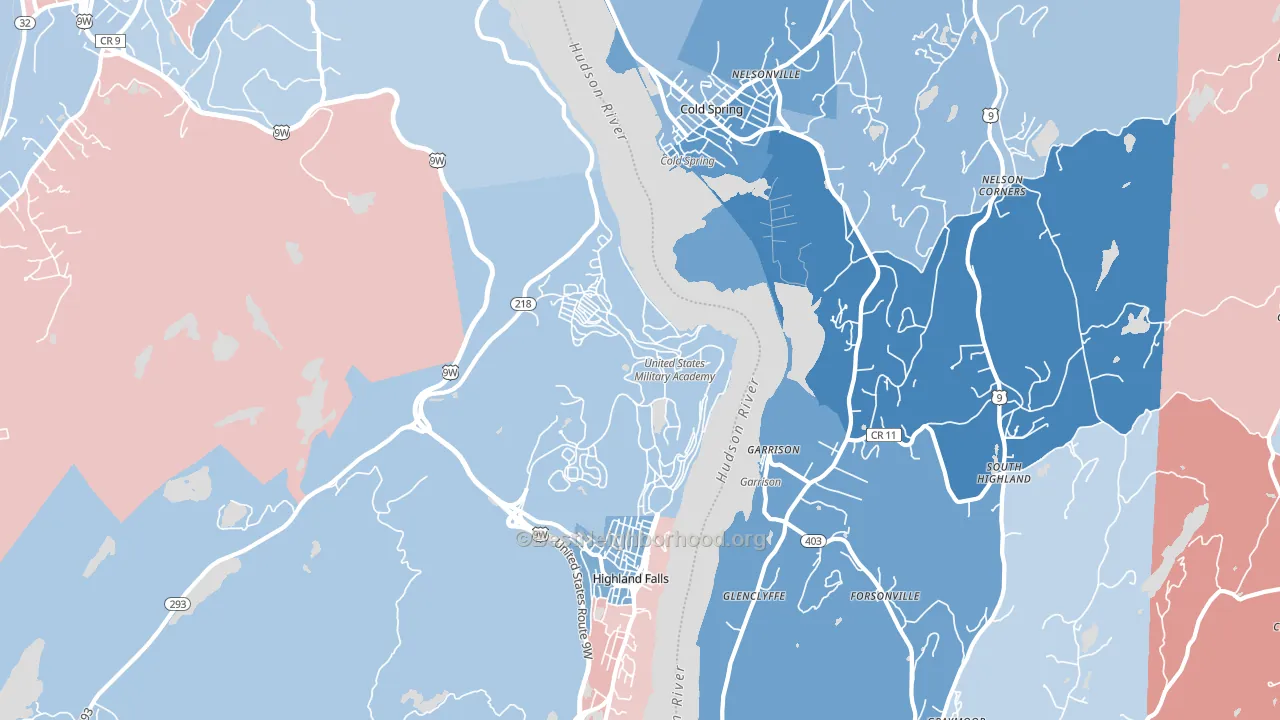 West Point, NY block-group political-lean map