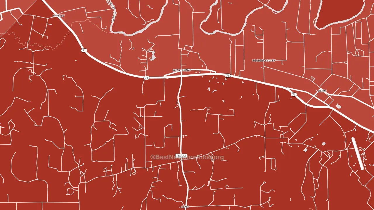 West Point, TX block-group political-lean map